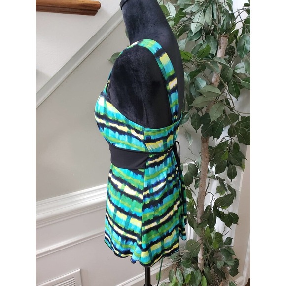 Iz Byer Women Multicolor Tie Dye Square Neck Sleeveless Belted Top Blouse Size M - Picture 5 of 10